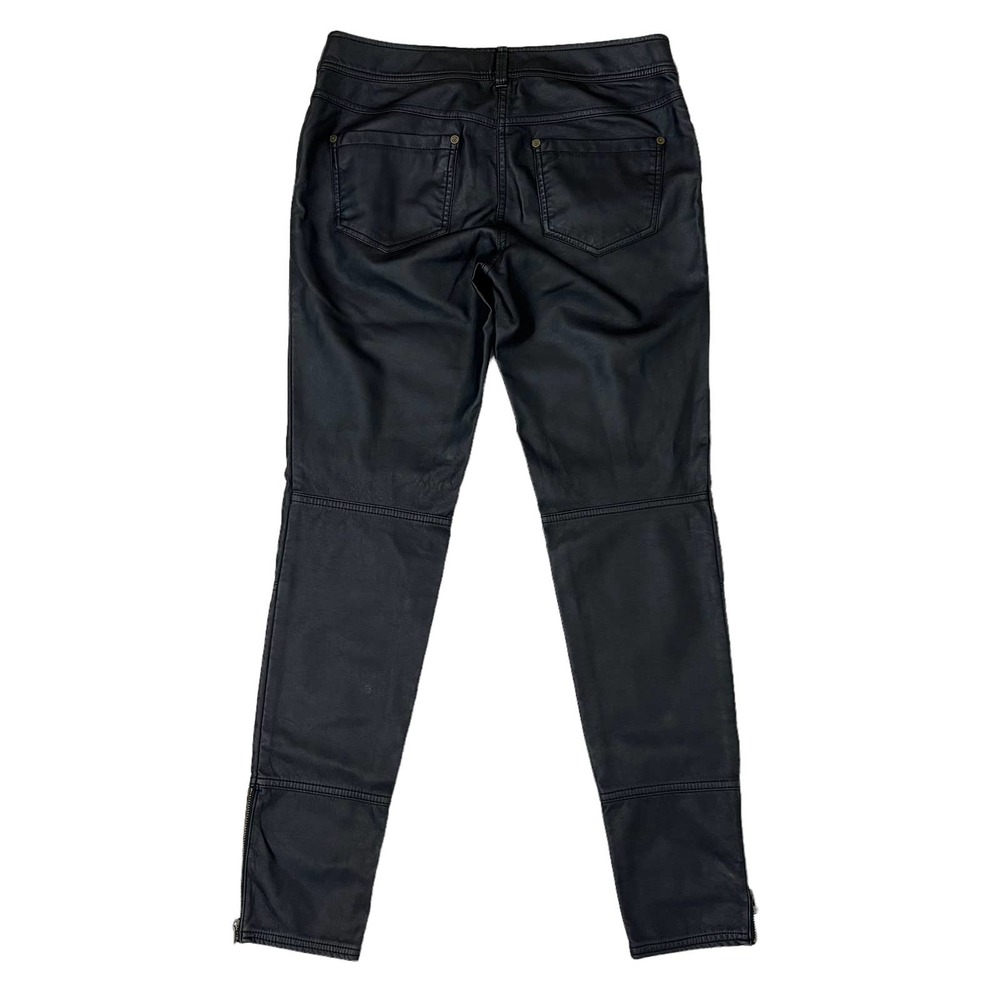Free People Faux Leather Pants Size 4 Zip Ankle Zipper Pockets Moto Skinny Black - Picture 2 of 7